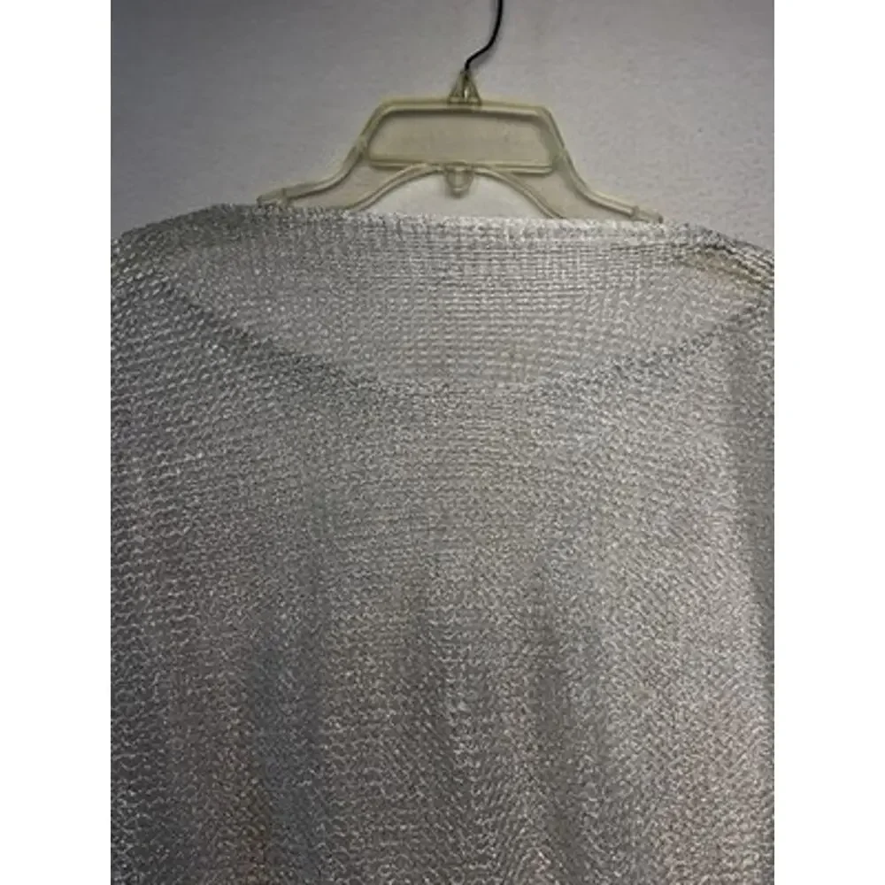 Women Silver white Knit Fringe Shawl Wrap lightweight party glam layering